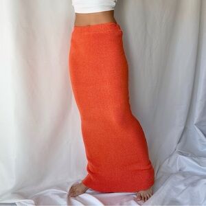 SYNDYS Revolve Orange Knit Maxi Skirt
